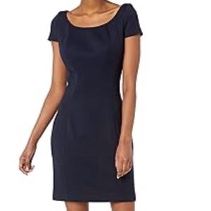 Elie Tahari Navy Blue Bernice Fitted, Cap Sleeve, Knit Dress for Women
